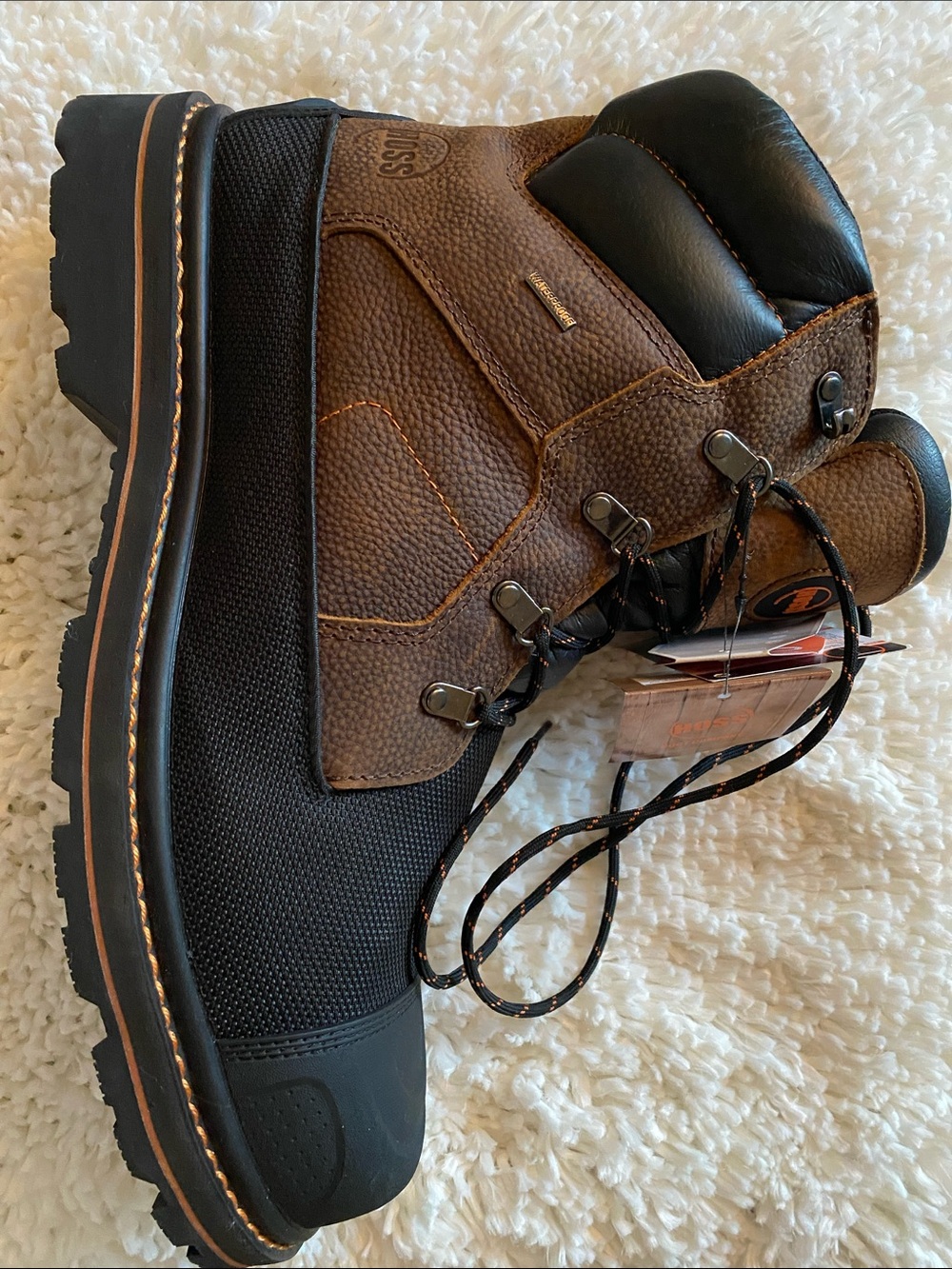HOSS Men's Brown and Black Lace-Up Work Boots - Waterproof Safety